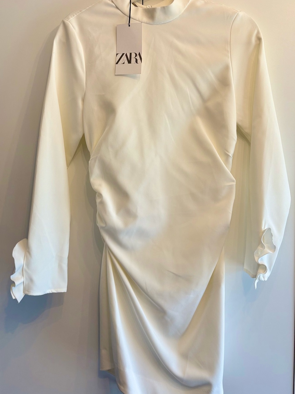 ZARA Long-Sleeve Ruched Dress